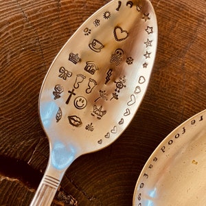 Design your own hand stamped vintage spoon custom spoon design, choice of sizes, birthday, wedding, anniversary, friendship, gift, love image 9