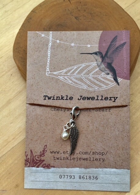 Clip on Charm - Flamingo With Faceted Blue Agate Drop Detail Clip on Charm - Flamingo With Faceted Blue Agate Drop Detail