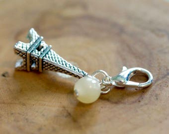 Clip on charm - Eiffel Tower with Aragonite drop by Twinkle Jewellery