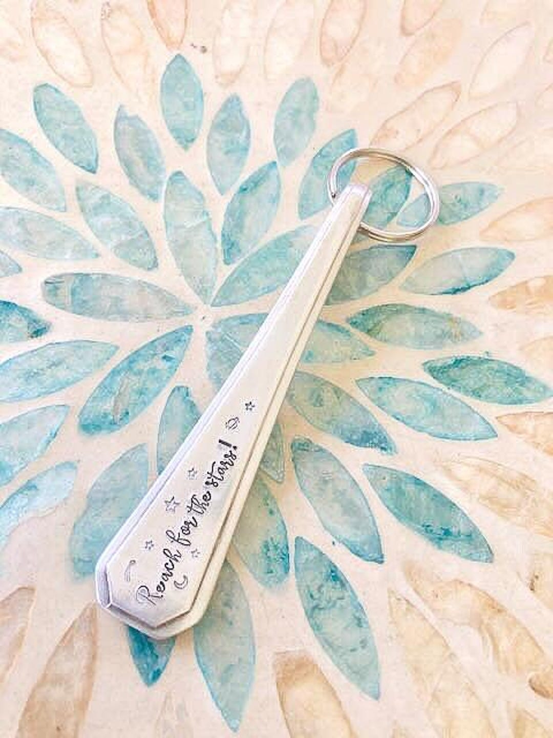 Hand Stamped Spoon Keychain: Reach for the Stars, Silver Plated - Etsy