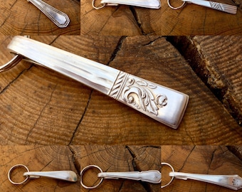 Vintage Spoon Handle Keyring: Upcycled Silver Keychain