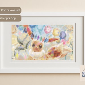 Evoluciones Prismáticas de Eevee - Patrón de Punto de Cruz - PDF Digital, Descarga Instantánea
