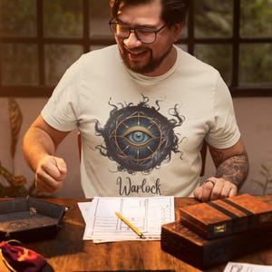 Warlock Class T-Shirt DnD Inspired RPG Tee for Tabletop Gamers, Critical Role Style Warlock Gift, Eldritch Pact Shirt