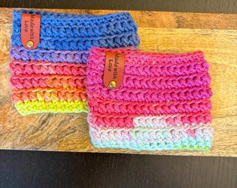 Colorful Coffee Cozy, Beverage Sleeve For Hot and Cold Cups; 100% Cotton