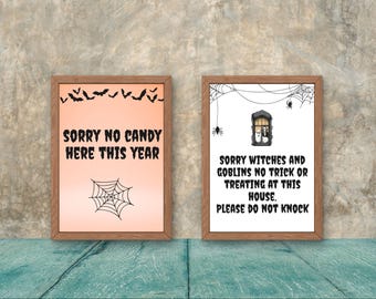 Halloween Trick or Treat Signs, Printable Halloween Signs, Halloween Sign