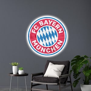 Bayern Munich - 125 Years edition wall sign, decor, Fan gift, LED lights, Logo crest Custom football logo, soccer fan gift, Neon logo