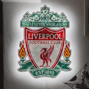 FC Liverpool Legends wall sign, decor, Fan gift, LED lights, Neon Logo crest, wall decor, Custom football logo, soccer fan gift, room
