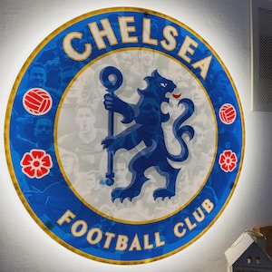 Letrero de pared Chelsea FC Legends, decoración, regalo para fanáticos, luces LED, escudo del logotipo, logotipo de fútbol personalizado, regalo para fanáticos del fútbol,