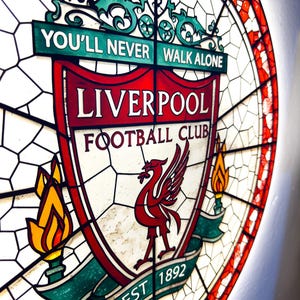 FC Liverpool Glass wall sign, decor, Fan gift, LED lights, Logo crest Custom football logo, soccer fan gift,