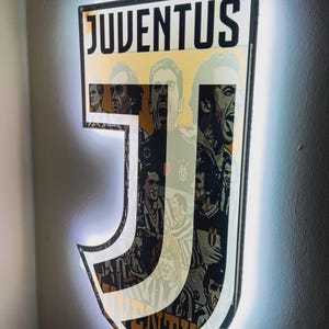 JUVENTUS Legends wall sign, decor, Fan gift, LED lights, Logo crest Custom football logo, soccer fan gift, Neon sign