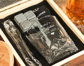 Custom The Godfather Whiskey Glass, Special Godparent Gift, Communion Baptism Gift, Will you be my Godfather Gift - Best Gift For Godfather