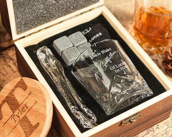 Be My Godfather - Proposal Box with Custom Whiskey Glass, Engraved Gift Set, Padrino Gift, Unique Baptism Christening Godfather Gift for Him