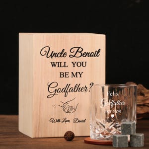 Custom The Godfather Whiskey Glass Set, Special Godparent Gift, Communion Baptism Gift, Will you be my Godfather - Best Gift For Godfather