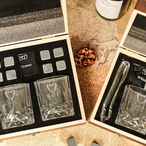 Personalized Whiskey Glass Set with Wooden Box, Groomsmen Gift, Best Man Gift, Groomsman Proposal, Boyfriend Gift, Gifts for Men