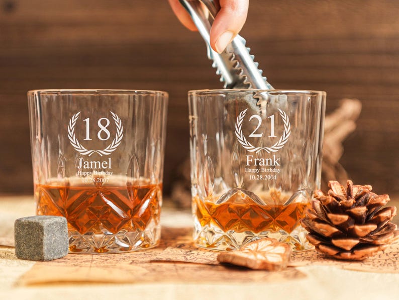 Personalised Birthday Age Glass Set,whiskey Glass,gifts Ideas Presents ...