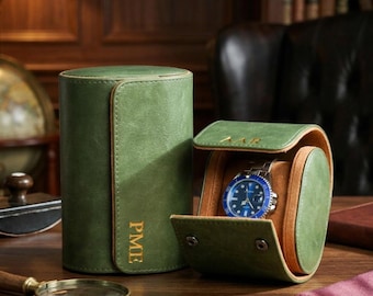 Personalized Leather Watch Roll | Custom Engraved Watch Case | Travel Watch Organizer | Groomsmen Gift | Fathers Day Gift for Him