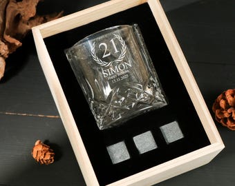 Personalised Birthday Age Glass set,Whiskey Glass,Gifts Ideas Presents,For Birthday 18th 21st 30th 40th Mens Him Dad Son,BirthdayGift