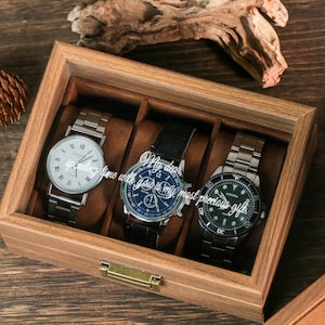 Custom Engraved Watch Box | Gift for Dad | Birthday Gift for Men | Personalized Watch Storage Case| Fathers Day Gift | Anniversary Gift
