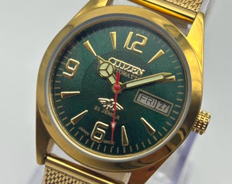 Vintage 1990s Citizen Automatic Watch: Green Dial,