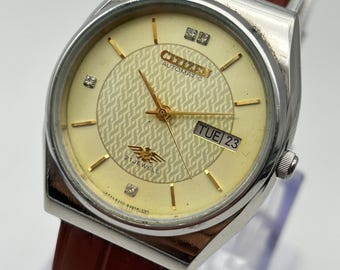 "Britische ""Citizen""-Armbanduhr." Goldenes Zifferblatt Day-Date, 21 Jewels