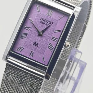 時計 Vintage Seiko Quartz Purple women works Seiko Purple Dial - Etsy