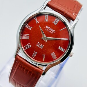 Reloj Seiko Slim Tank de cuarzo vintage, acero inoxidable chapado en oro, reloj japonés