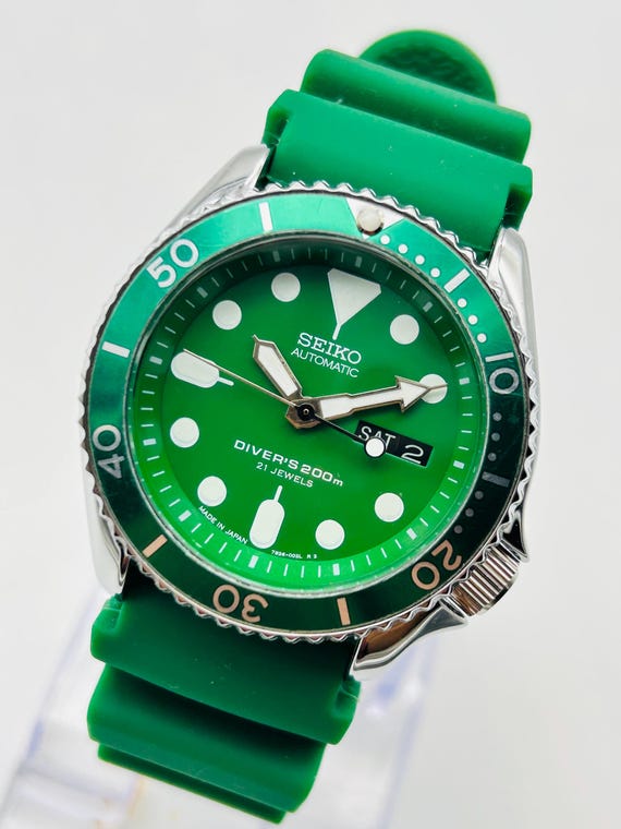 Vintage Seiko Diver Automatic 7S26 Watch – Green Dial, Serviced