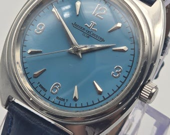 Vintage Jaeger LeCoultre Club Watch: Swiss Made Manual Wind, Restored Blue all