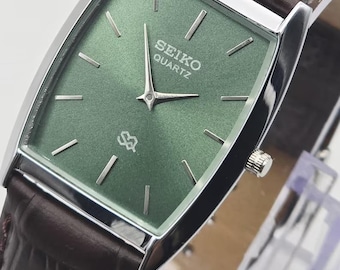 Vintage Seiko Quartz Tank Watch – Green Dial