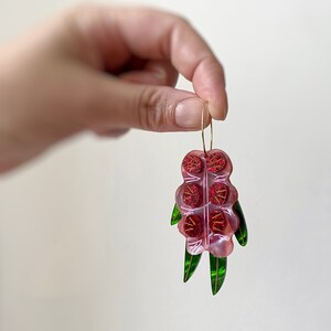 Red and Pink Australian Bottlebrush Native Flower Statement Earring by Oscar & Matilda image 8