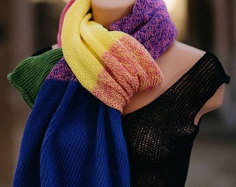 Cotton Candy soft multicolor knitting infinity shawl scarf wrap 70 cm X 230 cm Nm 819