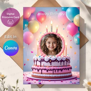 Funny Cartoon Birthday Card | Customized Photo in Canva | Editable Face | Printable Greeting (Digital Download)