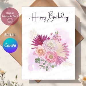 Editierbare Geburtstagskarte | Canva Vorlage | Kundenspezifisches Foto & Name | DIY Grußkarte zum selbst ausdrucken (Digitaler Download)
