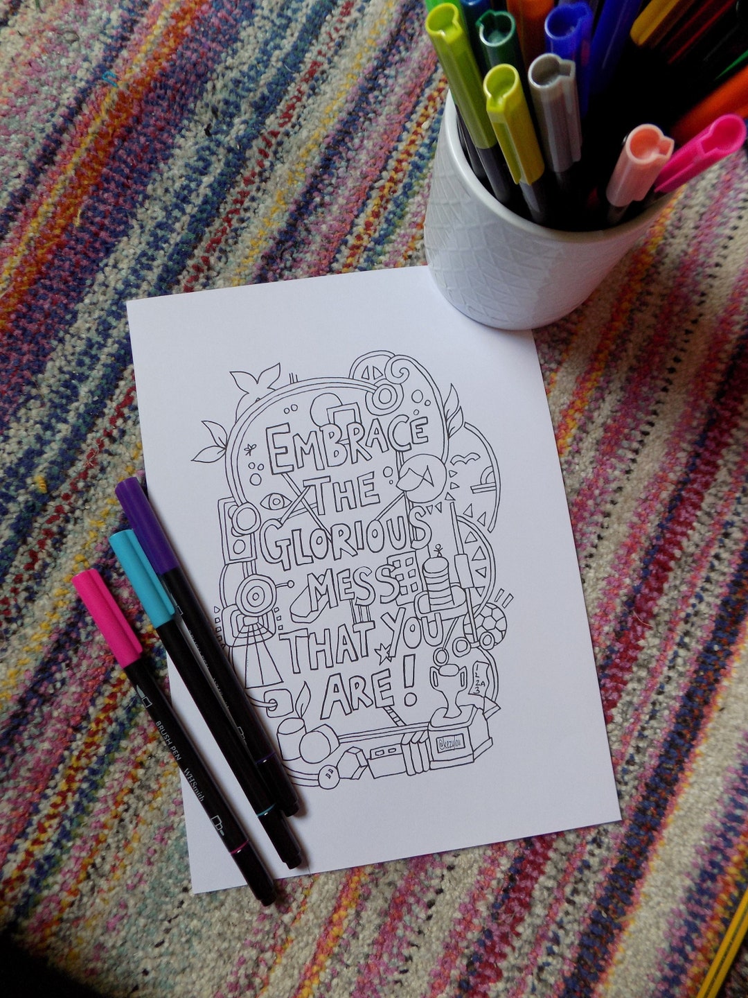 Positive Colouring Page Printable Colouring Page - Etsy