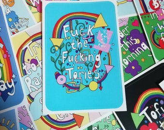 F the Tories - Sweary Quote Illustrated Sticker Trans Rights