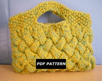 Knitting Pattern, Woven Cable Clutch Bag