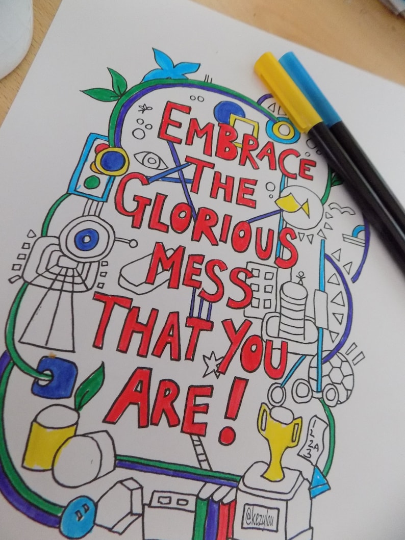 Positive Colouring Page Printable Colouring Page - Etsy