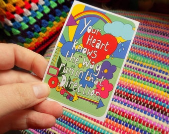 Your Heart Knows The Way Sticker ,  Positive Quote Illustrated Sticker