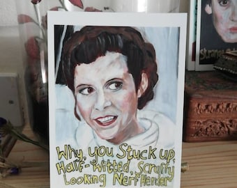 Princess Leia, Carrie Fisher Portrait, Postcard Size Art Print