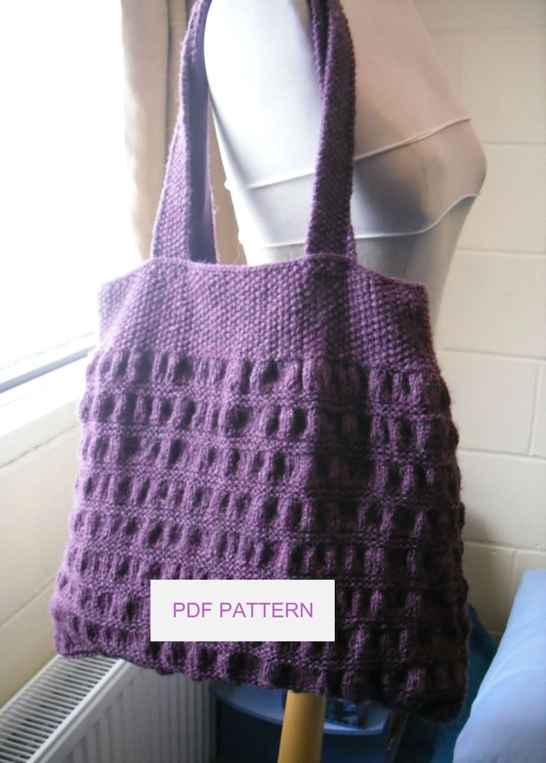 Knitting Pattern, Gathered Tote Bag. image 2