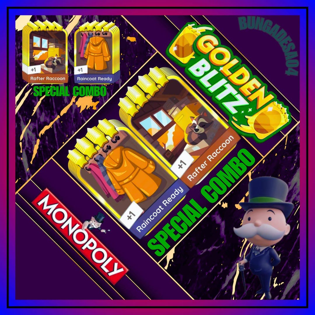 Raincoat Ready & Rafter Raccoon - Monopoly Go - Stickers 4 Star ...
