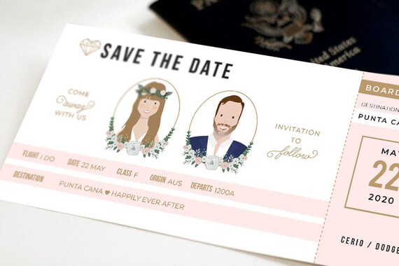 Boarding Pass Wedding Save The Date Destination Wedding Etsy