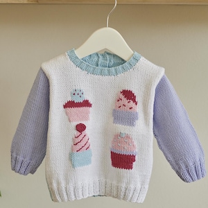 Cupcake Baby Sweater – Hand-Knitted Organic Cotton Baby Jumper – Summer Baby Gift – Eco-Friendly Baby Clothes
