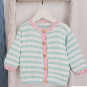 Handmade Striped Baby Cardigan: Soft Panama Cotton Knit