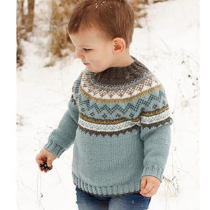 Hand-Knitted Merino Wool Nordic Sweater - Boys Fair Isle Jumper