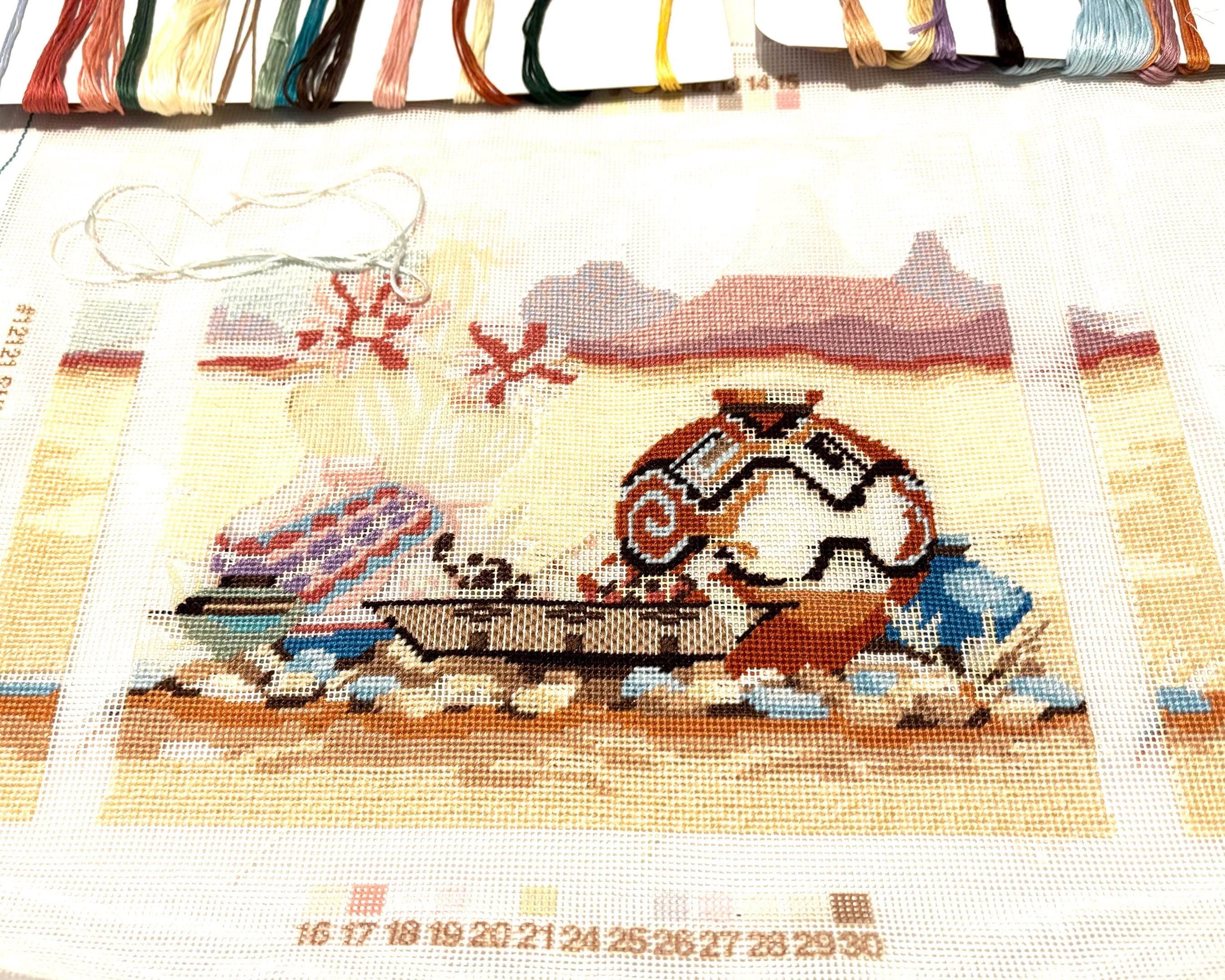 Sunset #1212 Needlepoint Kit Canvas w/ Thread/Floss Floral Southwestern WIP