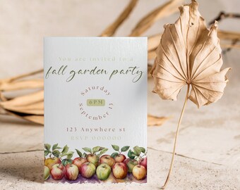 Apple Harvest Party Invitation: Rustic Autumn Garden Theme (Digital Download, 5x7")