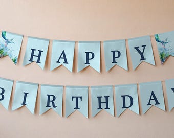 Banner de cumpleaños de sirena – Fiesta submarina – Cumpleañera – Descarga digital editable – Conjunto a juego