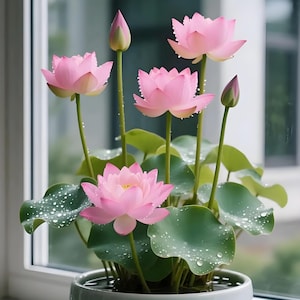 10 Dwarf Sacred Water Lotus Seeds - Indoor Hydroponic Flowers, Easy-to-Grow Potted Plants for Beginners and Balconies All Year