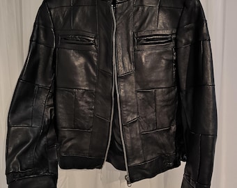Rare Vintage 1980s Mongolian Patchwork Leather Jacket – Handcrafted USSR-Era Coat with Soyombo Label